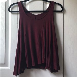Burgundy hi low cropped tank